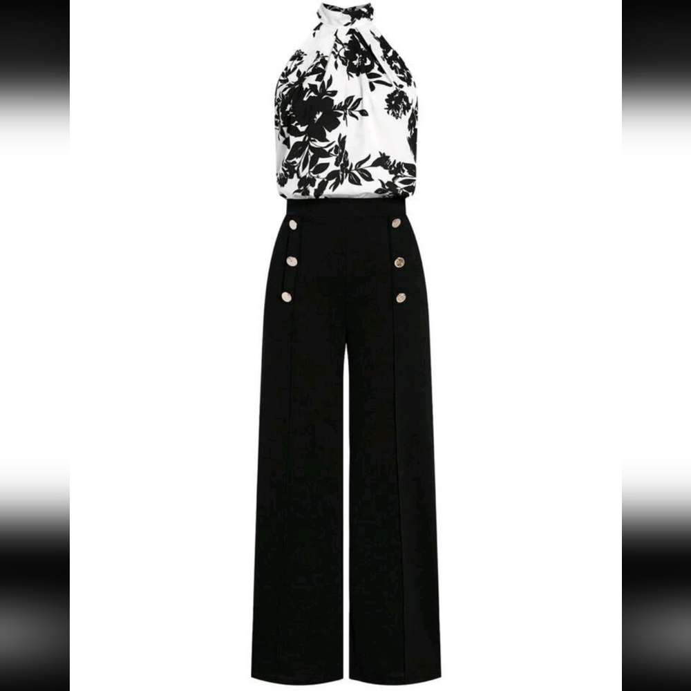 SALE ** BRAND NEW ** Elegant Black and White Floral 2 PC